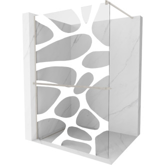 Mexen Kioto+ Sprchová zástěna s poličkou 110 x 200 cm, bílá vlna, kartáčovaný nikl - 800-110-121-97-97