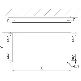 Mexen CVHF20  Plochý radiátor 600x2000, spod. přip., 2007 W, černý W620HF-060-200-70