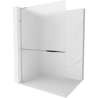 Mexen Kioto+ L sprchová zástěna s policí 70 x 200 cm, matná, chrom - 800-070-123-01-30