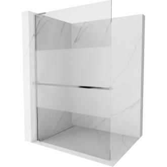 Mexen Kioto+ L sprchová zástěna s poličkou 120 x 200 cm, průhledná/matná, chrom - 800-120-123-01-35