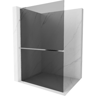 Mexen Kioto+ Sprchová zástěna L s poličkou 100 x 200 cm, grafit, chrom - 800-100-123-01-40