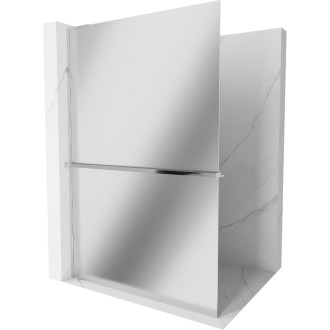 Mexen Kioto+ L sprchová zástěna s poličkou 90 x 200 cm, zrcadlo, chrom - 800-090-123-01-50