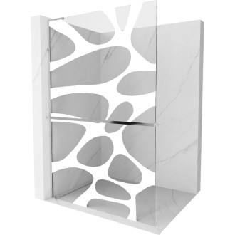 Mexen Kioto+ L sprchová zástěna s poličkou 80 x 200 cm, bílá vlna, chrom - 800-080-123-01-97