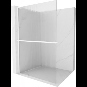 Mexen Kioto+ L Sprchová zástěna s poličkou 70 x 200 cm, pruhy, bílá - 800-070-123-20-09