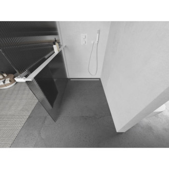 Mexen Kioto+ L Sprchová zástěna s poličkou 90 x 200 cm, pruhy, bílá - 800-090-123-20-09