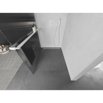 Mexen Kioto+ L Sprchová zástěna s poličkou 100 x 200 cm, pruhy, bílá - 800-100-123-20-09