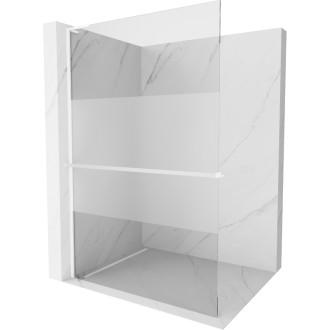 Mexen Kioto+ L Sprchová zástěna s policí 80 x 200 cm, průhledná/mrazivá, bílá - 800-080-123-20-35