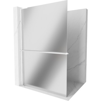 Mexen Kioto+ L Sprchová zástěna s poličkou 120 x 200 cm, zrcadlo, bílá - 800-120-123-20-50