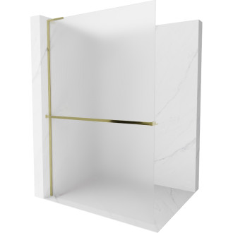 Mexen Kioto+ L Sprchová zástěna s policí 100 x 200 cm, matná, zlatá - 800-100-123-50-30