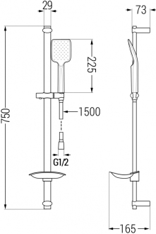 Sprchový set Mexen Fabia DB62, černý - 746504DB62-70