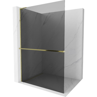 Mexen Kioto+ L Sprchová zástěna s poličkou 100 x 200 cm, grafit, zlatá - 800-100-123-50-40