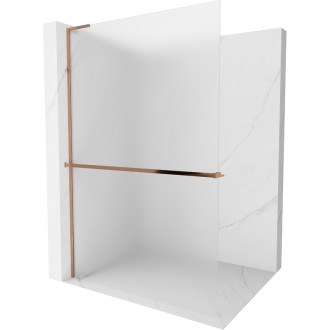 Mexen Kioto+ L Sprchová zástěna s policí 110 x 200 cm, matná, růžové zlato - 800-110-123-60-30