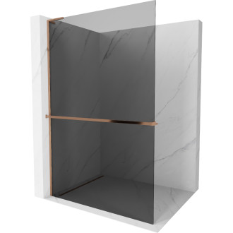 Mexen Kioto+ L Sprchová zástěna s poličkou 80 x 200 cm, grafit, růžové zlato - 800-080-123-60-40