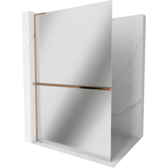 Mexen Kioto+ L Sprchová zástěna s poličkou 110 x 200 cm, zrcadlo, růžové zlato - 800-110-123-60-50