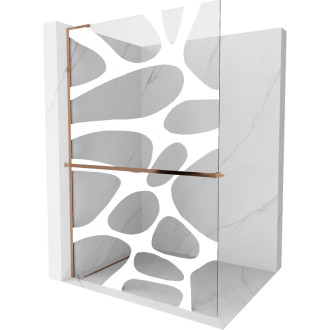 Mexen Kioto+ L Sprchová zástěna s poličkou 100 x 200 cm, bílá vlna, růžové zlato - 800-100-123-60-97