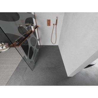 Mexen Kioto+ L Sprchová zástěna s poličkou 120 x 200 cm, bílá vlna, růžové zlato - 800-120-123-60-97