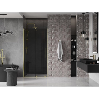 Posuvné sprchové dveře Mexen Velar 110 cm, grafit, kartáčované zlato - 871-110-000-41-55