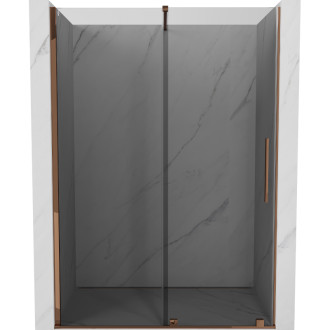 Posuvné sprchové dveře Mexen Velar 130 cm, grafit, růžové zlato - 871-130-000-41-60