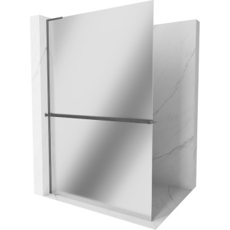 Mexen Kioto+ Sprchová zástěna L s poličkou 70 x 200 cm, zrcadlo, kartáčovaná pistole šedá - 800-070-123-66-50