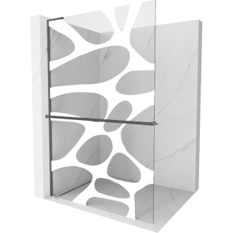 Mexen Kioto+ L sprchová zástěna s policí 80 x 200 cm, bílá vlna, kartáčovaná pistolově šedá - 800-080-123-66-97