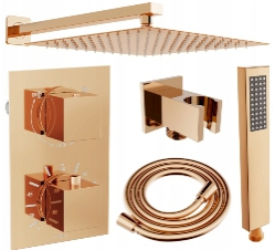 Mexen Cube DR02 podomítkový sprchový set s dešťovou sprchou 30cm, růž.zlato 77502DR0230-60