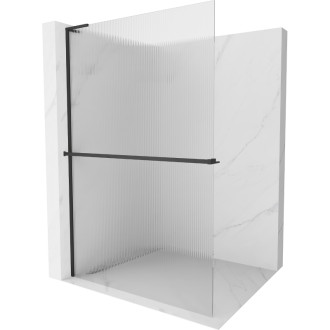 Mexen Kioto+ L Sprchová zástěna s poličkou 90 x 200 cm, pruhy, černá - 800-090-123-70-09