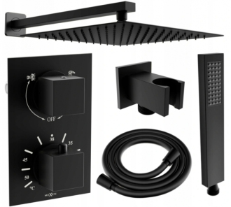 Mexen Cube DR02 podomítkový sprchový set s dešťovou sprchou 25 cm, černá - 77502DR0225-70