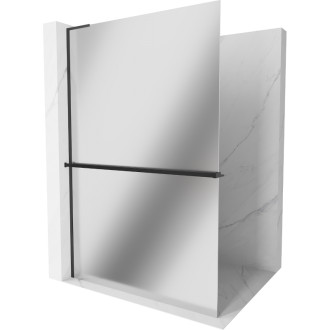 Mexen Kioto+ L Sprchová zástěna s poličkou 120 x 200 cm, zrcadlo, černá - 800-120-123-70-50