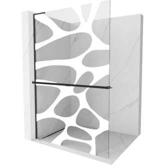 Mexen Kioto+ L Sprchová zástěna s policí 120 x 200 cm, bílá vlna, černá - 800-120-123-70-97