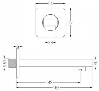 Sada podomítkové vany a sprchy Mexen Cube DR02 s 25 cm, černá 77503DR0225-70