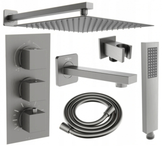 Mexen Cube DR02 podomítkový vanový/Sprchový set s 25 cm, grafit 77503DR0225-66