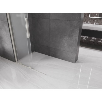 Mexen Velar Posuvná sprchová zástěna 90 x 200 cm, 8 mm matná, kartáčovaný nikl - 871-090-000-33-97