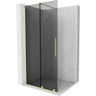 Mexen Velar Posuvná sprchová zástěna Walk-in 75 x 200 cm, grafit 8 mm, kartáčované zlato - 871-075-000-43-55