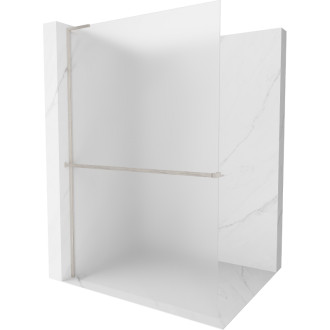 Mexen Kioto+ L Sprchová zástěna s policí 90 x 200 cm, matná, kartáčovaný nikl - 800-090-123-97-30