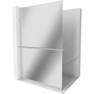 Mexen Kioto+ Sprchová zástěna L s poličkou 100 x 200 cm, zrcadlo, kartáčovaný nikl - 800-100-123-97-50