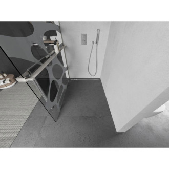 Mexen Kioto+ L sprchová zástěna s poličkou 70 x 200 cm, bílá vlna, kartáčovaný nikl - 800-070-123-97-97