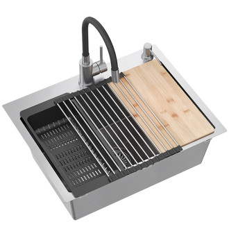 REA Ocelový dřez LUKE 110 WORKSTATION BRUSH NICKEL ZLE-09022