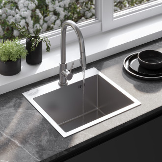 REA Ocelový dřez Leo 50 BRUSH NICKEL KPL-96003