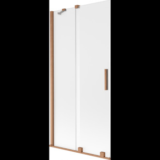 Dvoudílná posuvná vanová zástěna Mexen Velar 90 x 150 cm, matná, kartáčovaná měď - 896-090-000-31-65