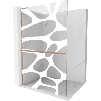 Mexen Kioto+ L Sprchová zástěna s poličkou 90 x 200 cm, bílá vlna, kartáčovaná měď - 800-090-123-65-97