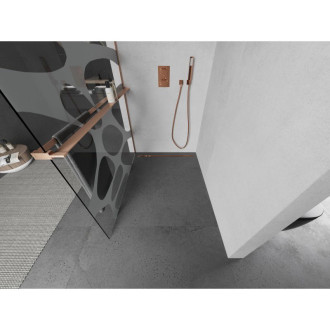 Mexen Kioto+ L Sprchová zástěna s policí 110 x 200 cm, bílá vlna, kartáčovaná měď - 800-110-123-65-97