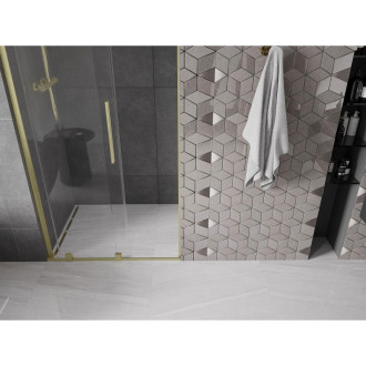Posuvné sprchové dveře Mexen Velar L 100 cm, průhledné, kartáčované zlato - 871-100-003-01-55
