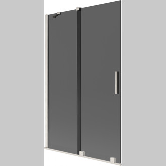 Dvoudílná posuvná vanová zástěna Mexen Velar 110 x 150 cm, grafit, kartáčovaný nikl - 896-110-000-41-97