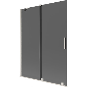 Dvoudílná posuvná vanová zástěna Mexen Velar 130 x 150 cm, grafit, kartáčovaný nikl - 896-130-000-41-97