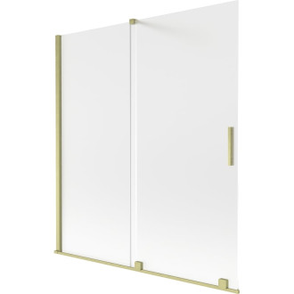 Mexen Velar posuvná vanová zástěna se 2 křídly 150 x 150 cm, matná, kartáčované zlato - 896-150-000-31-55