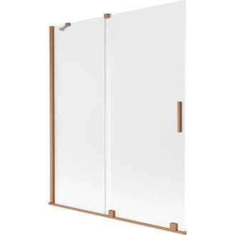 Mexen Velar 2dílná posuvná vanová zástěna 140 x 150 cm, matná, kartáčovaná měď - 896-140-000-31-65