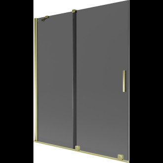 Mexen Velar posuvná vanová zástěna se 2 křídly 140 x 150 cm, grafitová, zlatá - 896-140-000-41-50