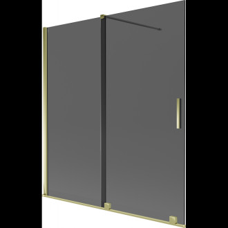 Mexen Velar posuvná vanová zástěna se 2 křídly 150 x 150 cm, grafitová, zlatá - 896-150-000-41-50
