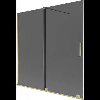 Mexen Velar posuvná vanová zástěna se 2 křídly 160 x 150 cm, grafitová, zlatá - 896-160-000-41-50