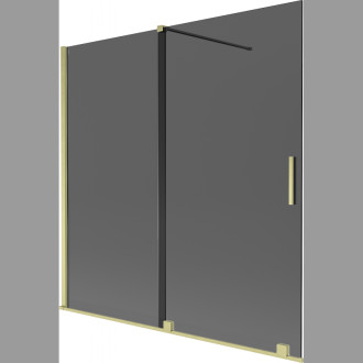 Mexen Velar posuvná vanová zástěna se 2 křídly 160 x 150 cm, grafit, kartáčované zlato - 896-160-000-41-55